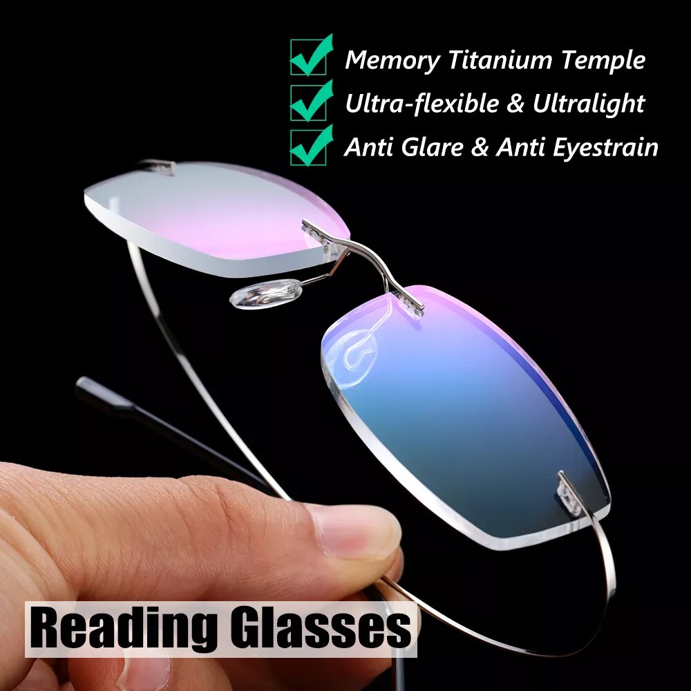  Fashion ultralight rimless memory titanium glasses 
