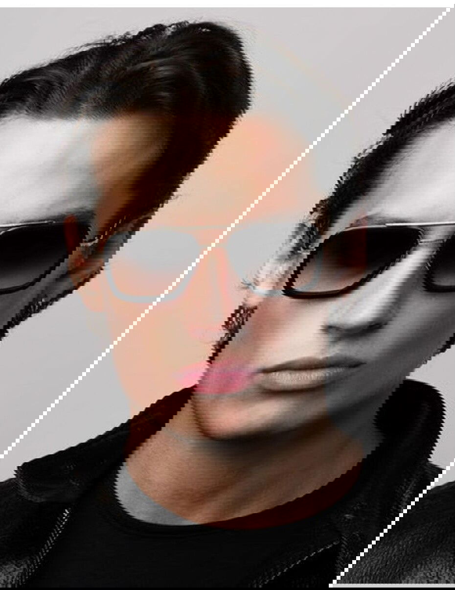  Gradient Double Bridge Square Sunglasses 