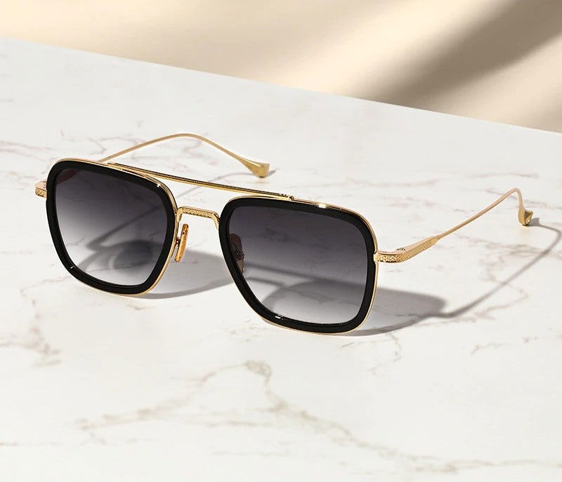  Gradient Double Bridge Square Sunglasses 