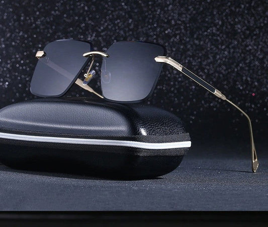  Oversize Square Rimless Fashion Sunglasses 