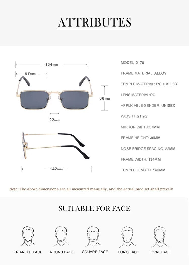  Rectangle Retro Sunglasses for Men and Women 