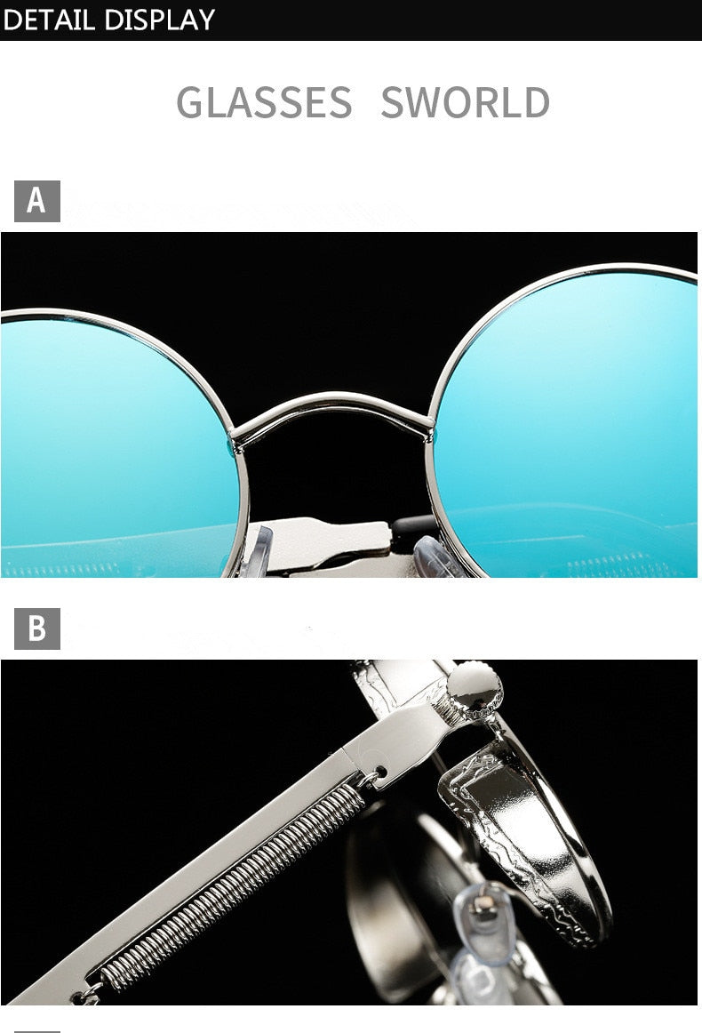  Round Steampunk Metal Sunglasses 