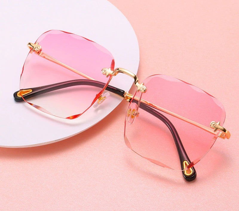  Trendy Rimless Oversize Square Sunglasses 