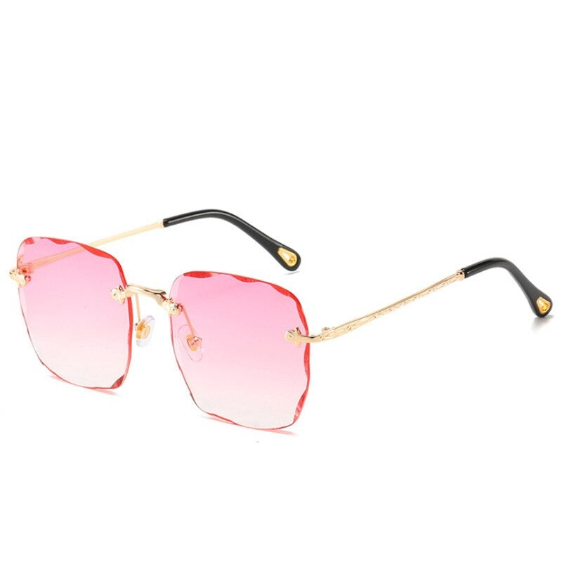  Trendy Rimless Oversize Square Sunglasses 