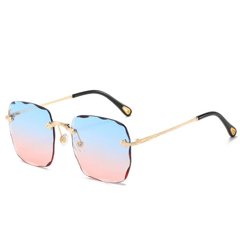  Trendy Rimless Oversize Square Sunglasses 