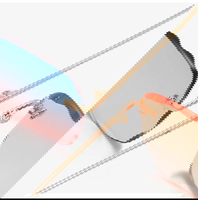  Trendy Rimless Oversize Square Sunglasses 