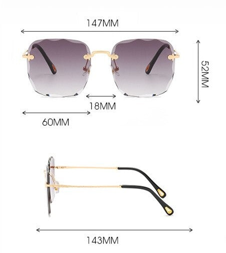  Trendy Rimless Oversize Square Sunglasses 