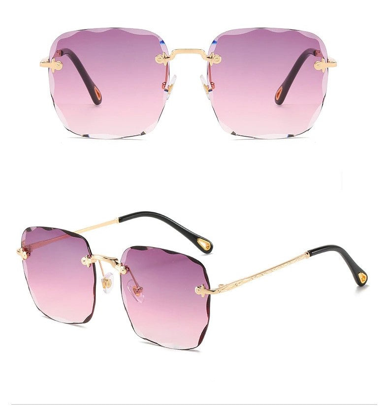  Trendy Rimless Oversize Square Sunglasses 