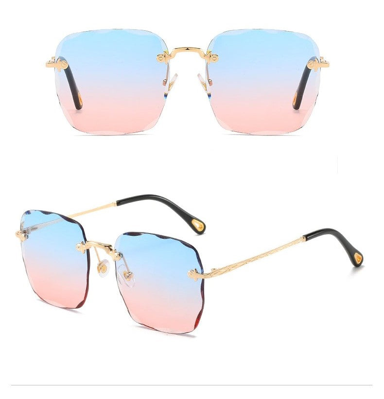  Trendy Rimless Oversize Square Sunglasses 