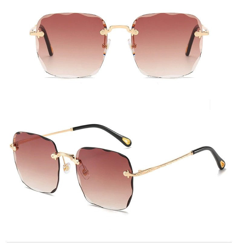  Trendy Rimless Oversize Square Sunglasses 