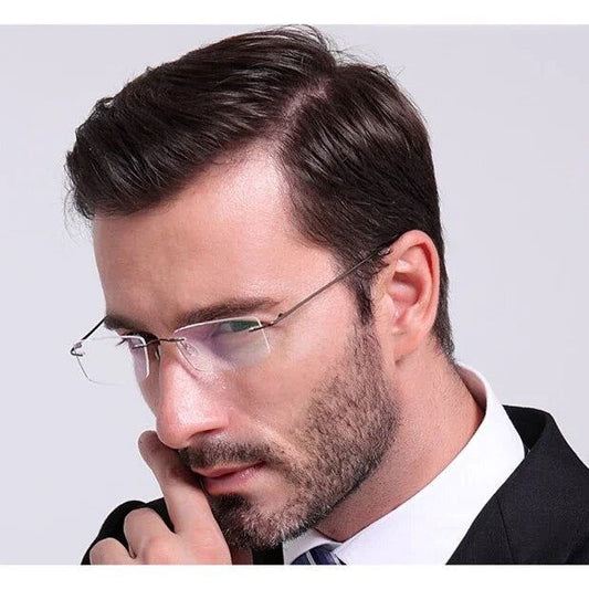  Ultra Light Pure Titanium Women Optical Frame Rimless Glasses 