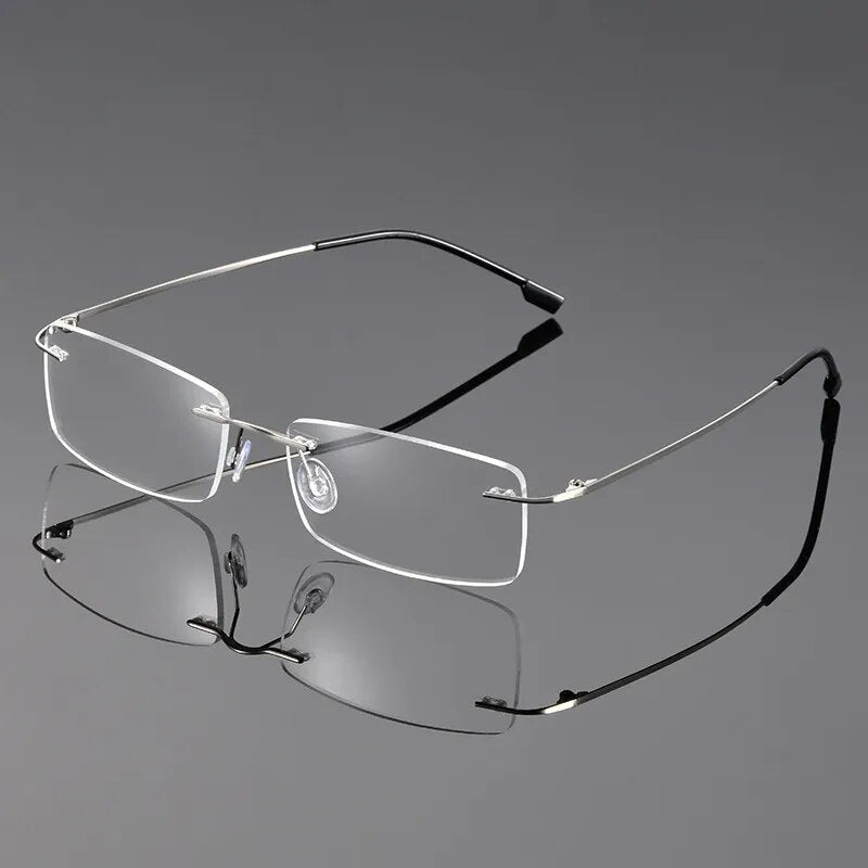  Ultra Light Pure Titanium Women Optical Frame Rimless Glasses 