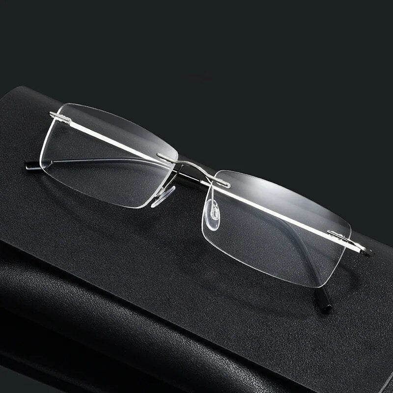  Ultra Light Pure Titanium Women Optical Frame Rimless Glasses 