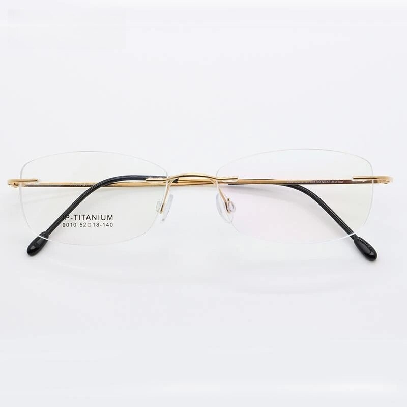  Ultra Light Pure Titanium Women Optical Frame Rimless Glasses 