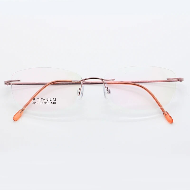  Ultra Light Pure Titanium Women Optical Frame Rimless Glasses 