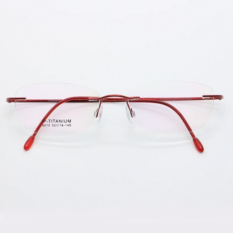  Ultra Light Pure Titanium Women Optical Frame Rimless Glasses 