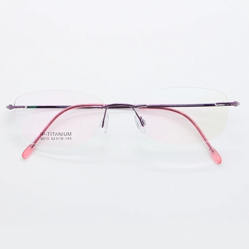  Ultra Light Pure Titanium Women Optical Frame Rimless Glasses 
