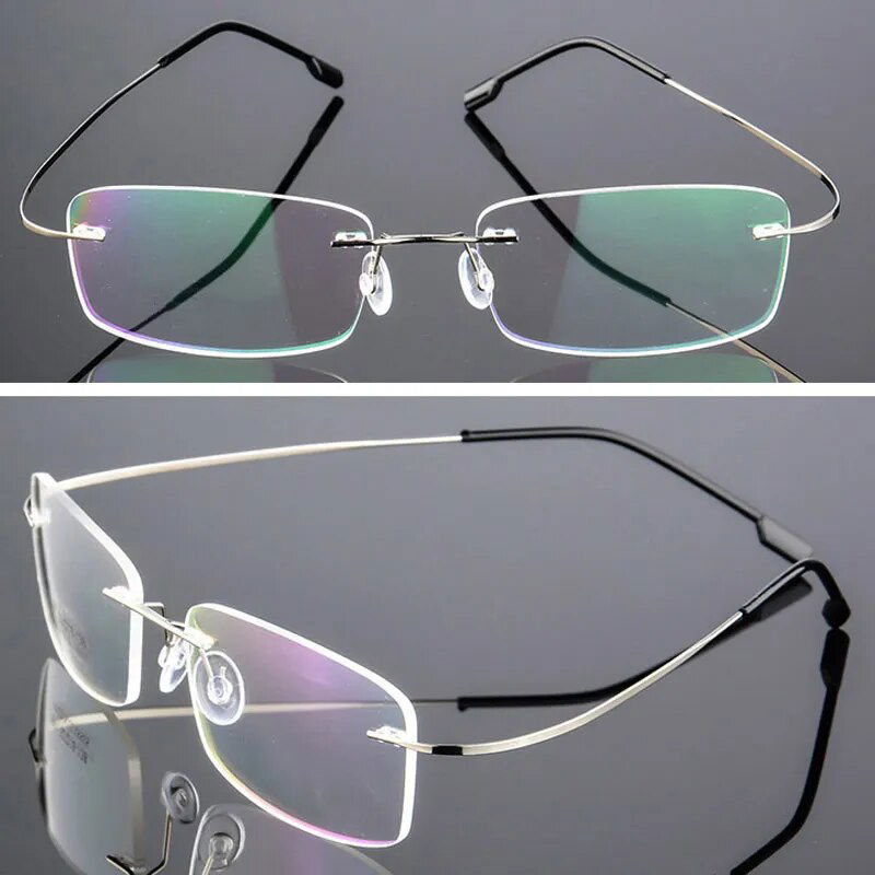  Ultra Light Pure Titanium Women Optical Frame Rimless Glasses 