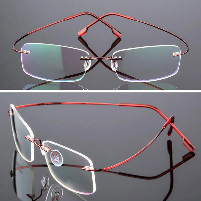  Ultra Light Pure Titanium Women Optical Frame Rimless Glasses 
