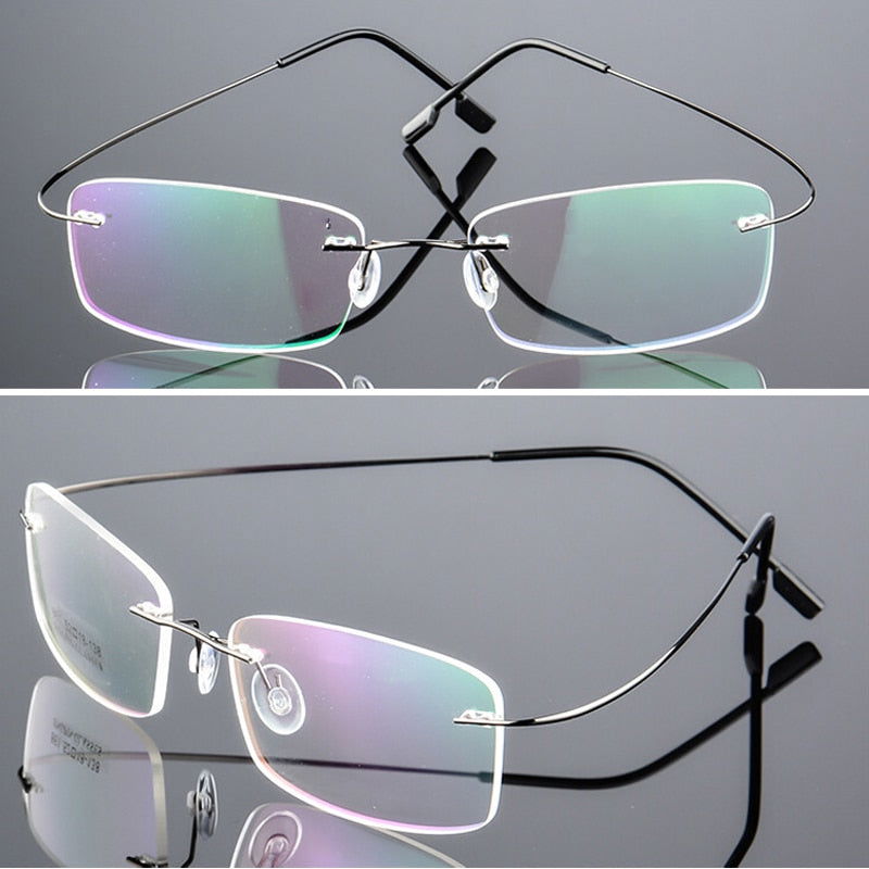  Ultra Light Pure Titanium Women Optical Frame Rimless Glasses 