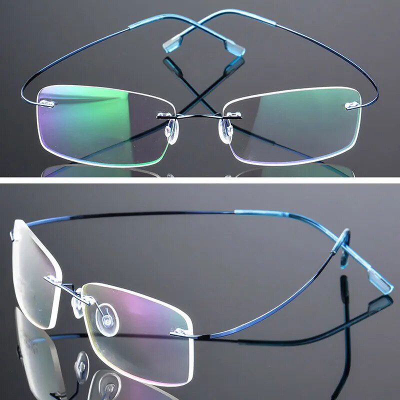  Ultra Light Pure Titanium Women Optical Frame Rimless Glasses 