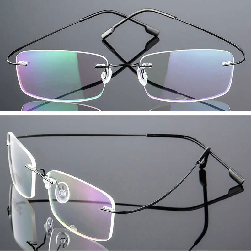  Ultra Light Pure Titanium Women Optical Frame Rimless Glasses 