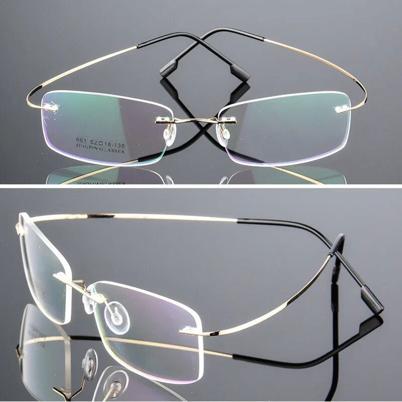  Ultra Light Pure Titanium Women Optical Frame Rimless Glasses 