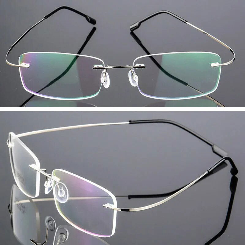  Ultra Light Pure Titanium Women Optical Frame Rimless Glasses 