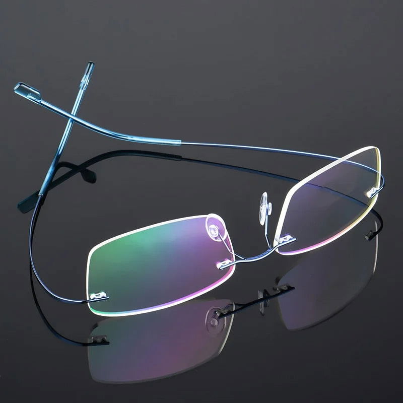  Ultra Light Pure Titanium Women Optical Frame Rimless Glasses 