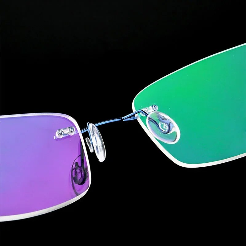  Ultra Light Pure Titanium Women Optical Frame Rimless Glasses 
