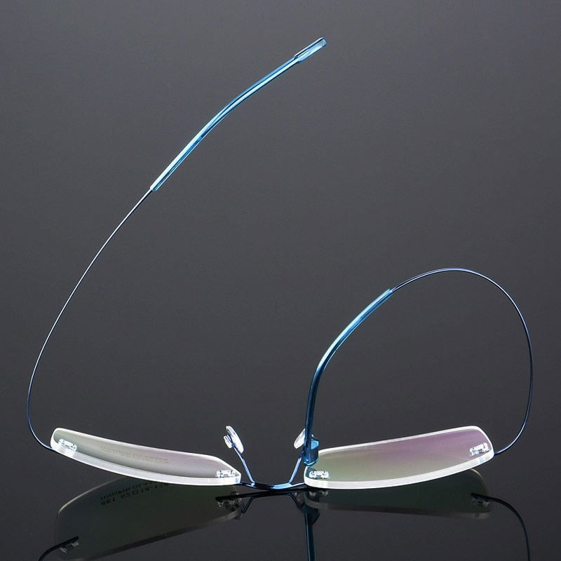  Ultra Light Pure Titanium Women Optical Frame Rimless Glasses 