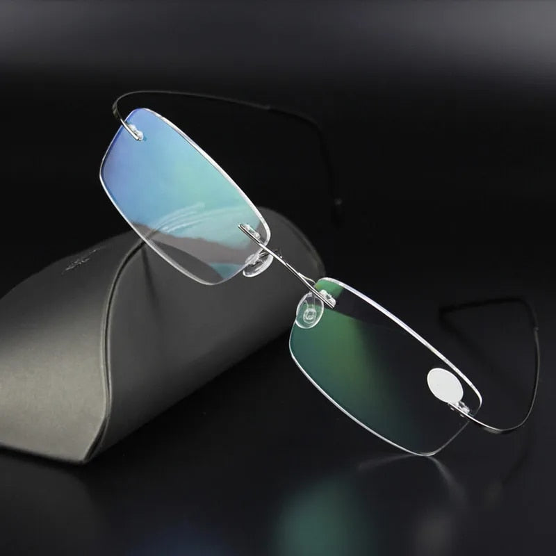  Ultra Light Pure Titanium Women Optical Frame Rimless Glasses 