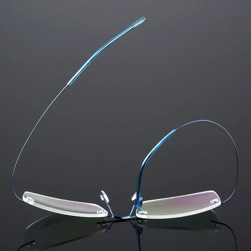  Ultra Light Pure Titanium Women Optical Frame Rimless Glasses 