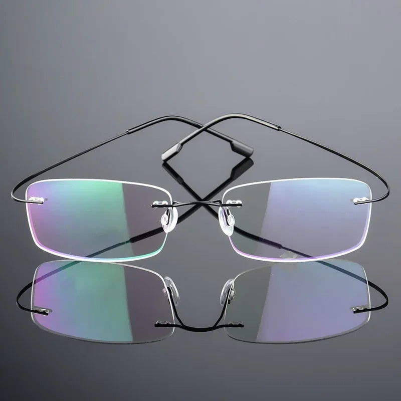 Ultra Light Pure Titanium Women Optical Frame Rimless Glasses 