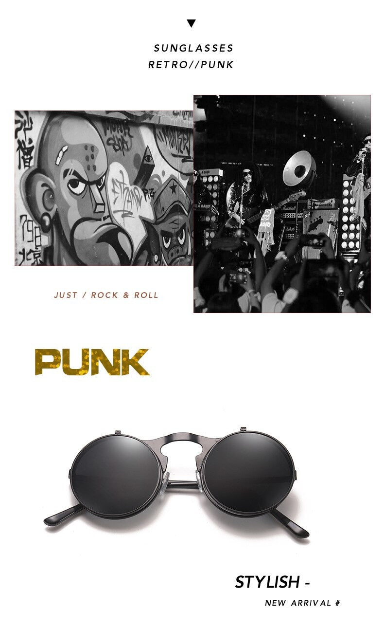  Vintage Steampunk Flip Sunglasses 