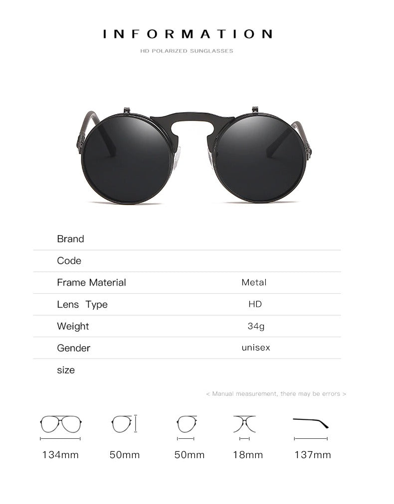 Vintage Steampunk Flip Sunglasses 