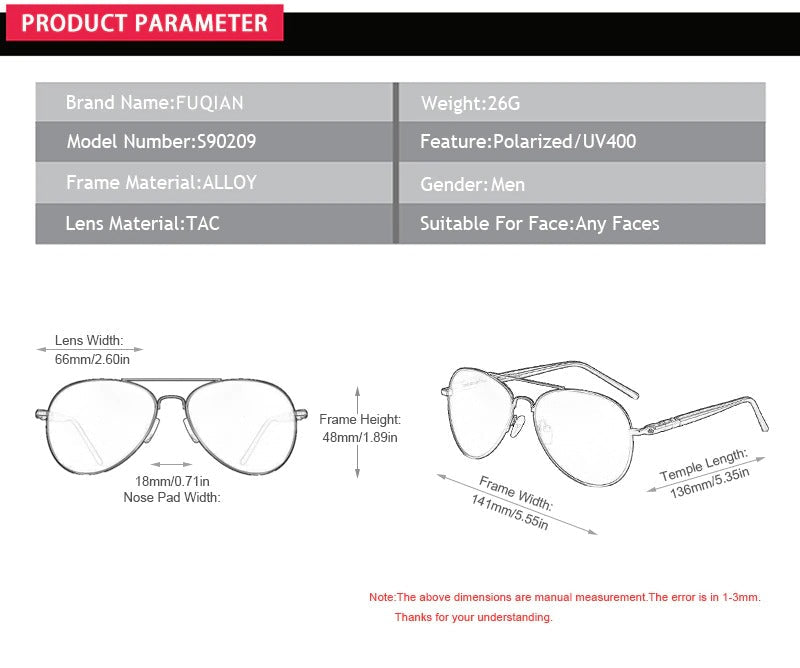Men's Pilot Aviation Driving Sunglasses 