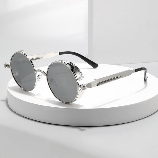 Metal Style Steampunk Fashion Men Retro Round Sunglasses 