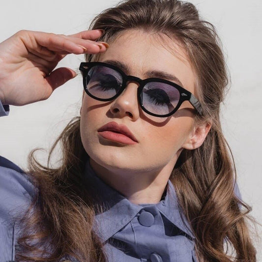 New Round Small Fashion Blue Vintage Sunglasses Men Women 