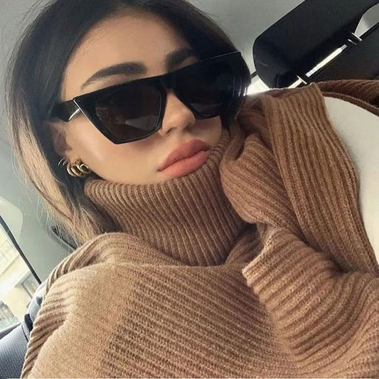 New Square Black Cat Eye Sunglasses Woman 