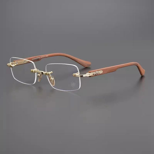 Rectangular Rimless Frames Men Anti Blue Light eyeglasses 