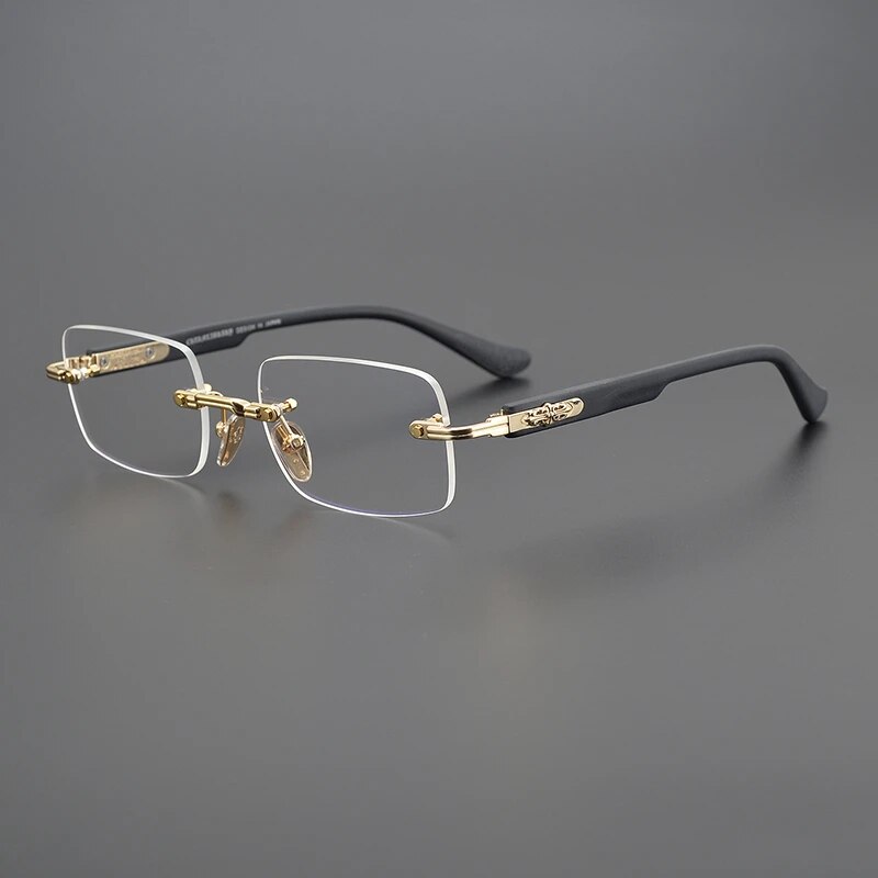 Rectangular Rimless Frames Men Anti Blue Light eyeglasses 