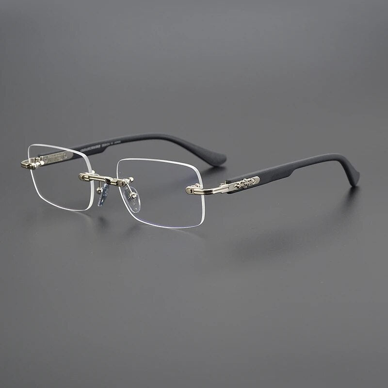 Rectangular Rimless Frames Men Anti Blue Light eyeglasses 