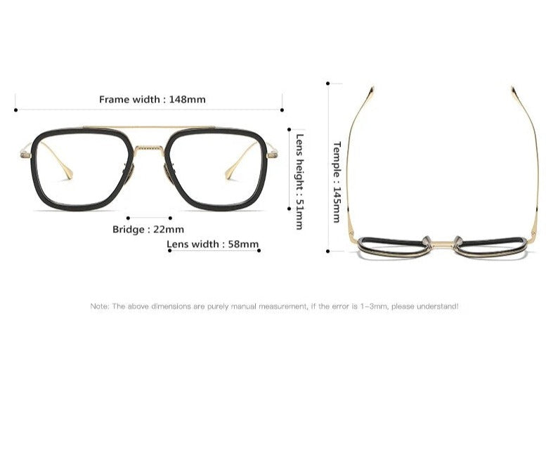 Retro  Frame Vintage Square Prescription Eyeglasses for Men 