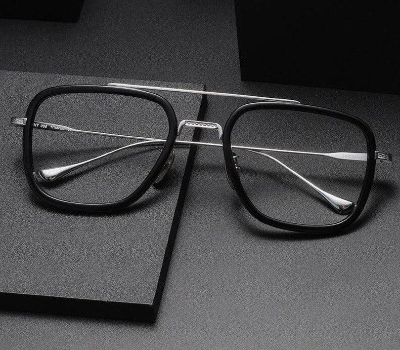 Retro  Frame Vintage Square Prescription Eyeglasses for Men 