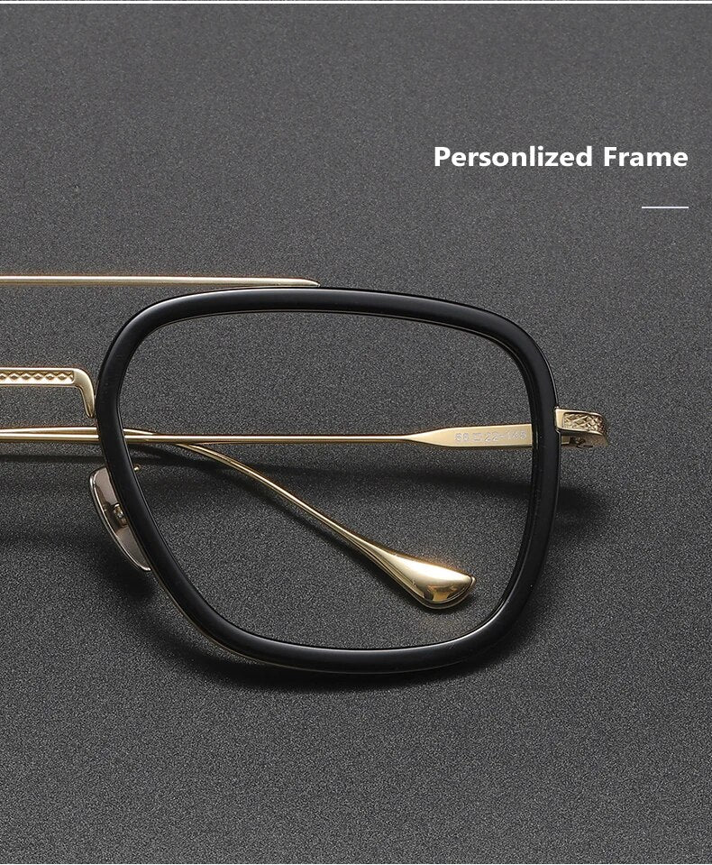 Retro  Frame Vintage Square Prescription Eyeglasses for Men 