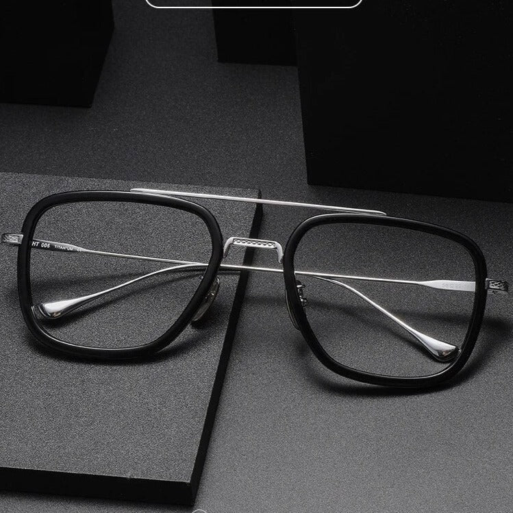 Retro  Frame Vintage Square Prescription Eyeglasses for Men 