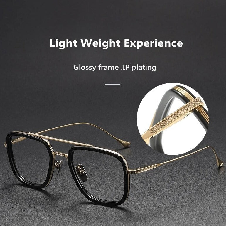 Retro  Frame Vintage Square Prescription Eyeglasses for Men 
