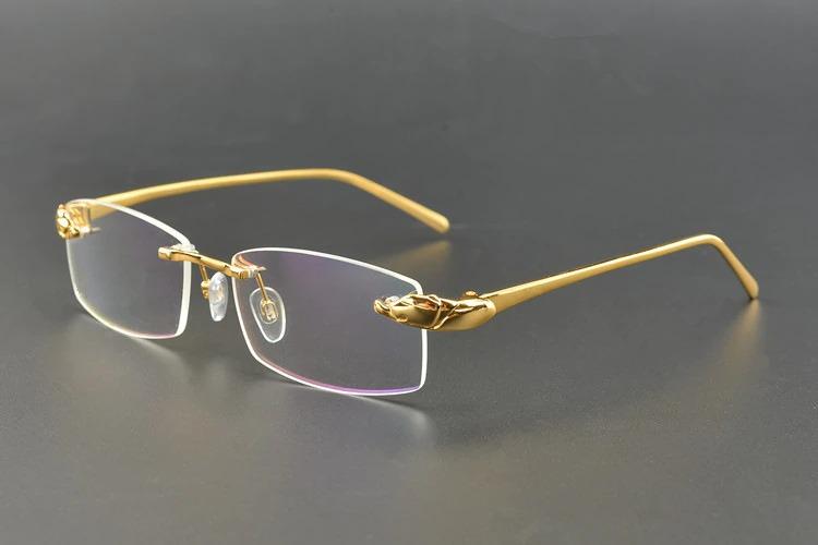 Rimless Titanium Glasses Men Leopard Spectacles for Prescription Eyewear Ultralight 