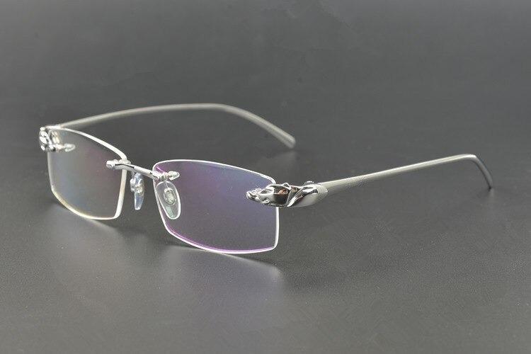 Rimless Titanium Glasses Men Leopard Spectacles for Prescription Eyewear Ultralight 